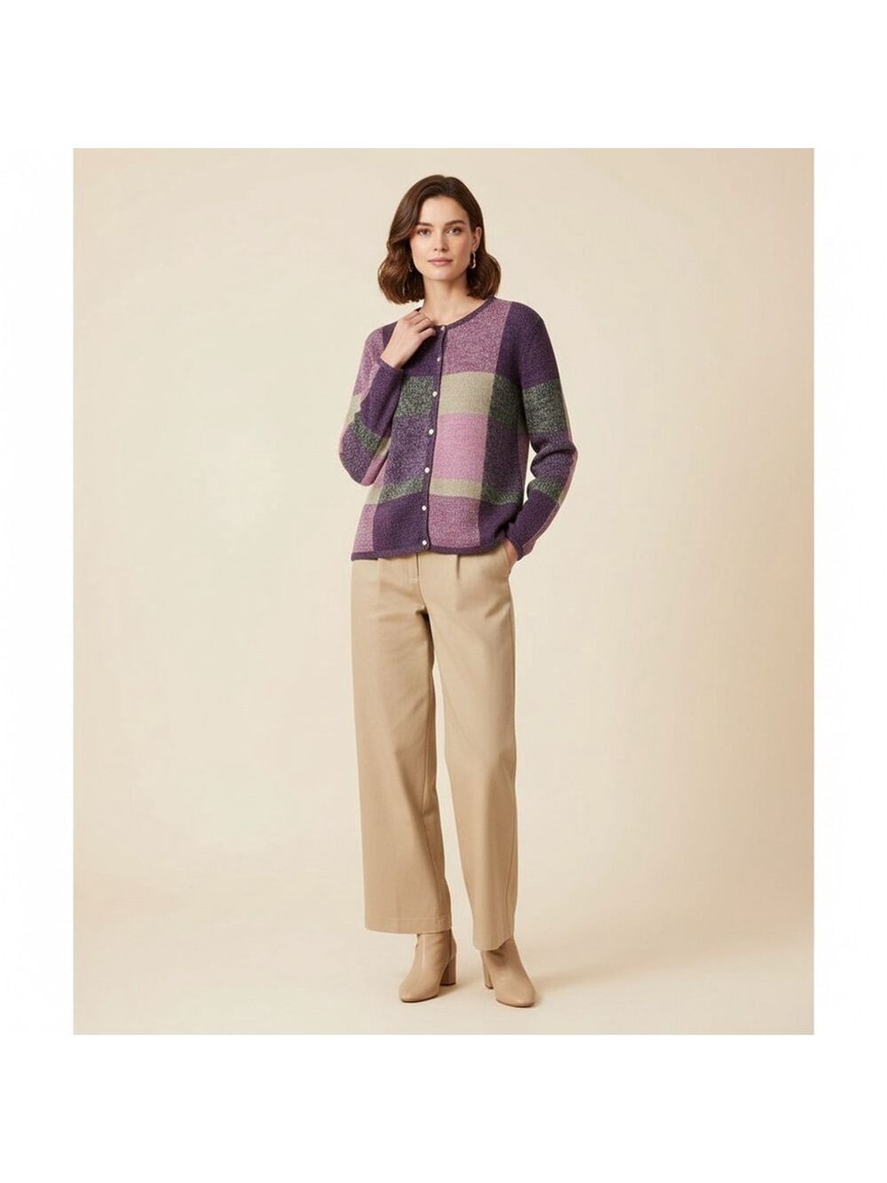 Coldwater Creek patchwork multicolour knit cardigan size large vintage y2k